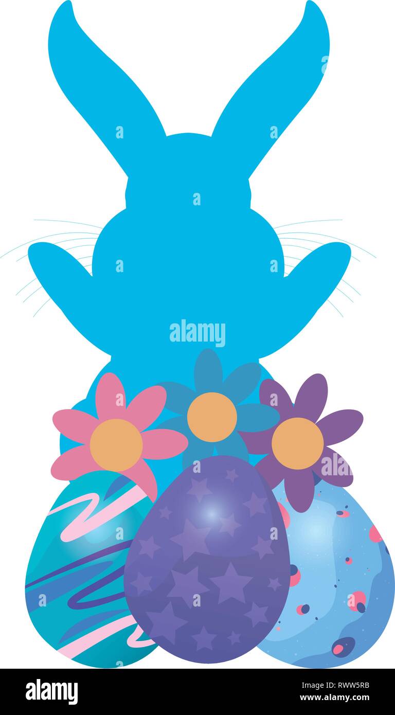 Bunny Silhouette With Eggs Easter Vector Illustration Stock Vector Image Art Alamy
