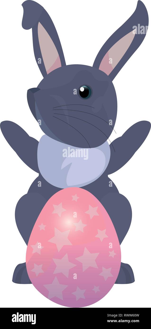 cute rabbit and decorative egg easter vector illustration Stock Vector ...