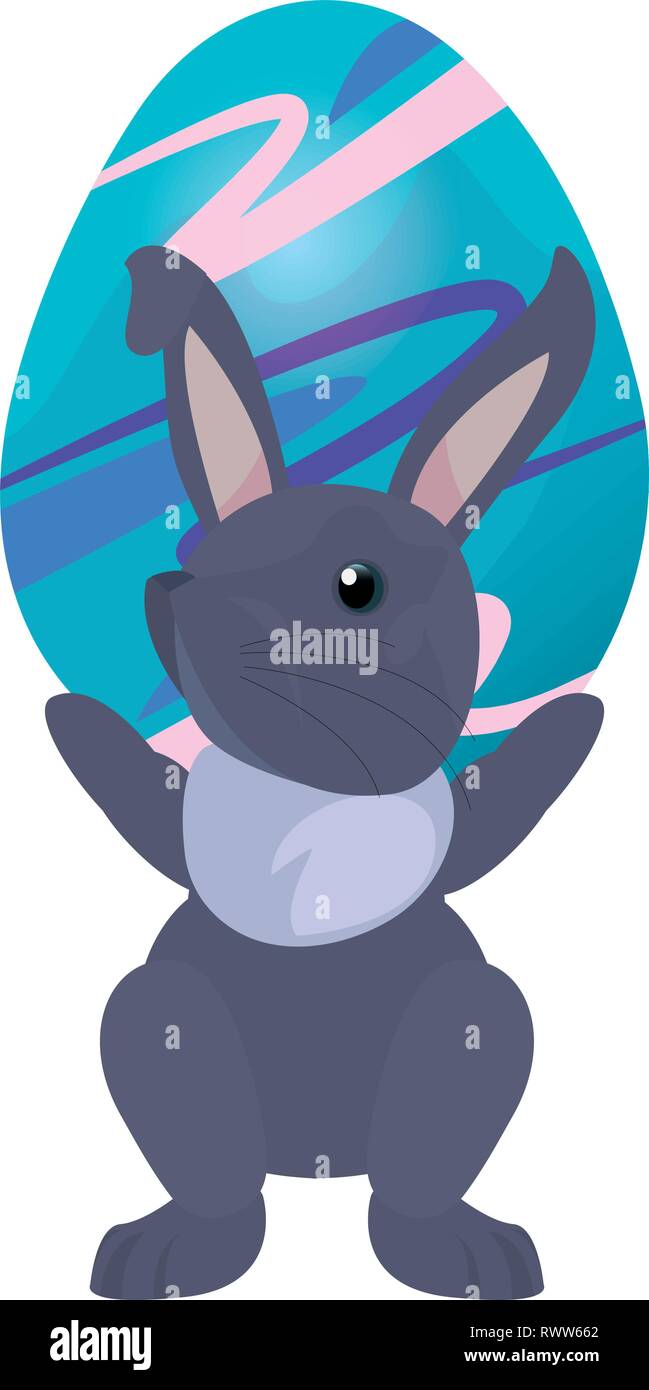 cute rabbit and decorative egg easter vector illustration Stock Vector ...