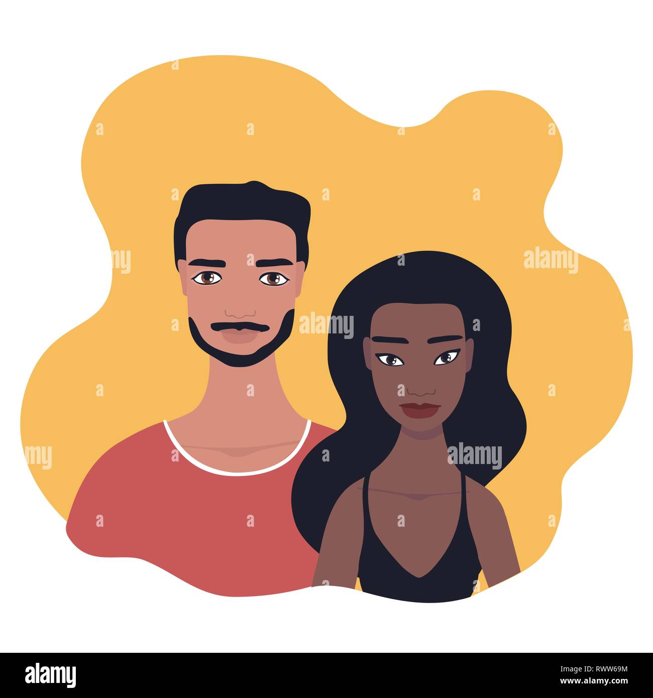 Mixed race couple Portrait Multi racial relationship concept Stock Vector