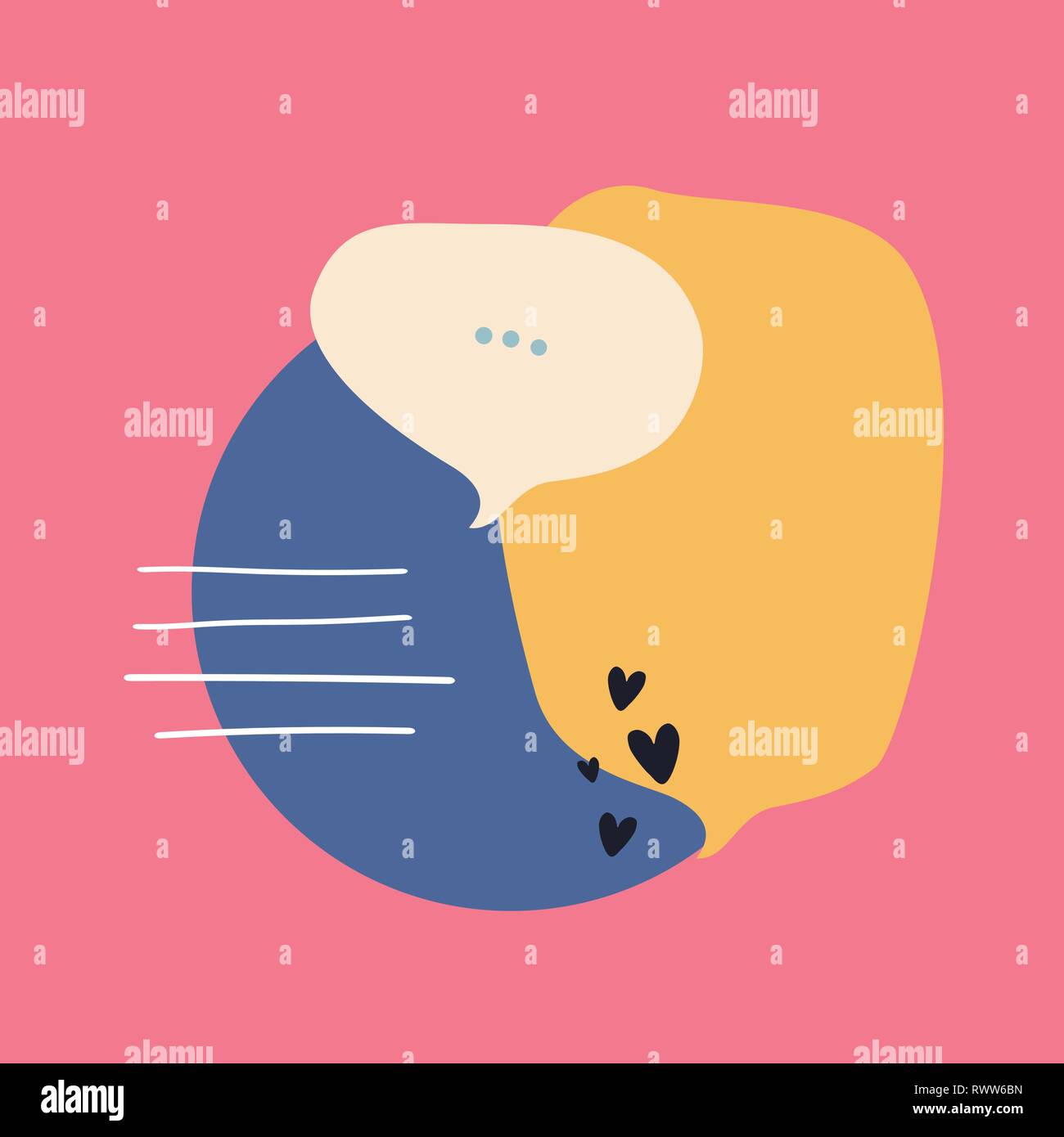 Colorful hand drawn template Heart Love Message Stock Vector Image ...