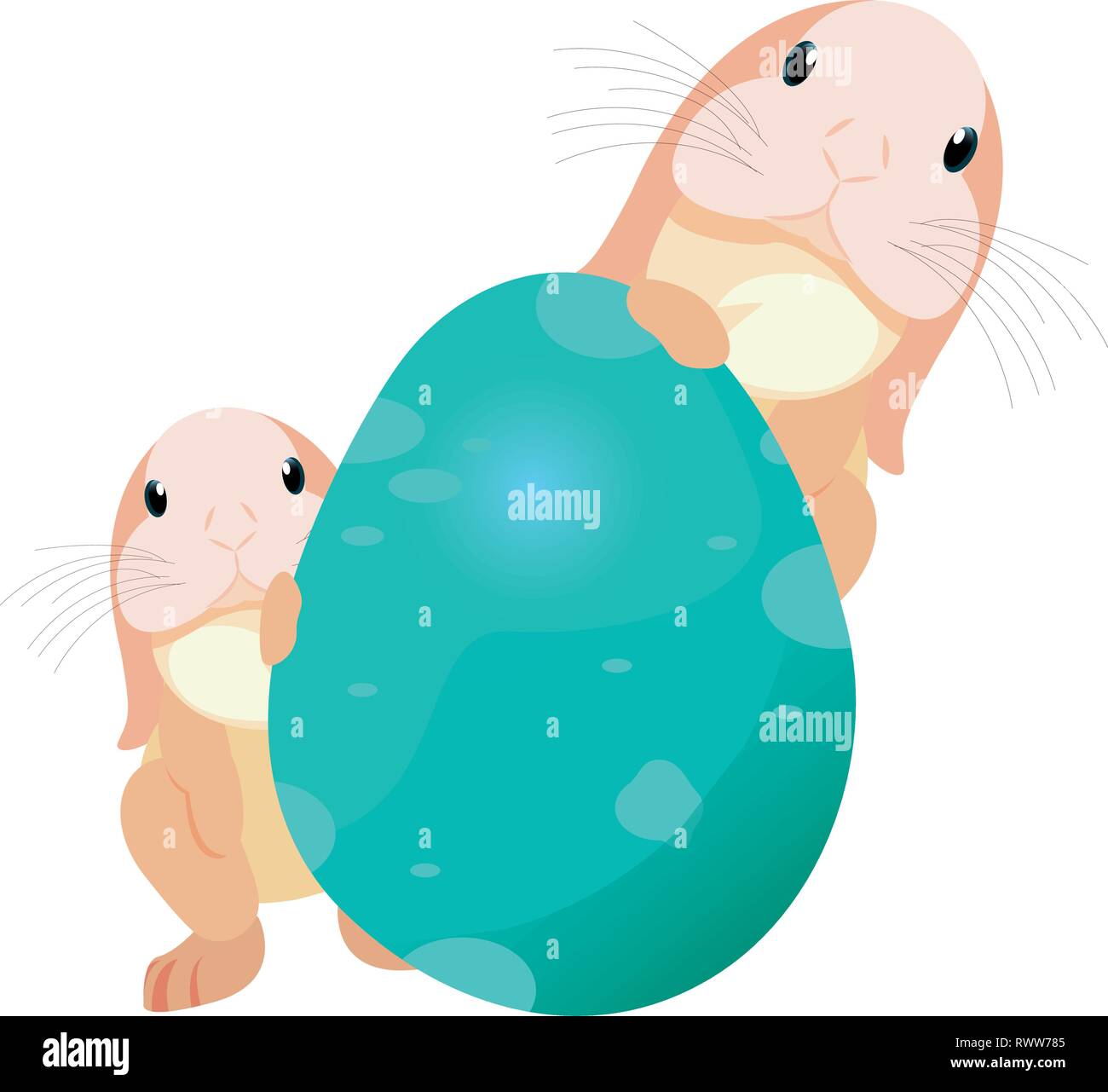 cute rabbits and decorative egg easter vector illustration vector ...