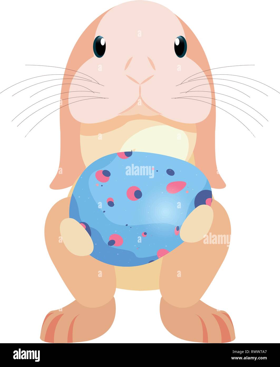 cute rabbit and decorative egg easter vector illustration vector ...