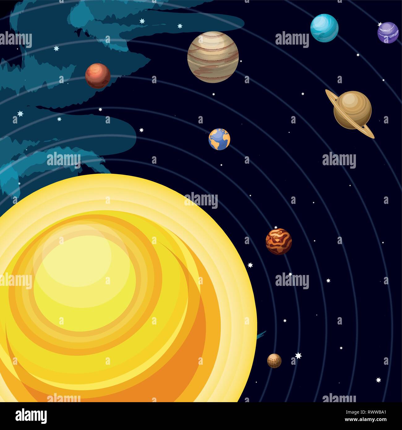 space with sun universe scene vector illustration design Stock Vector ...
