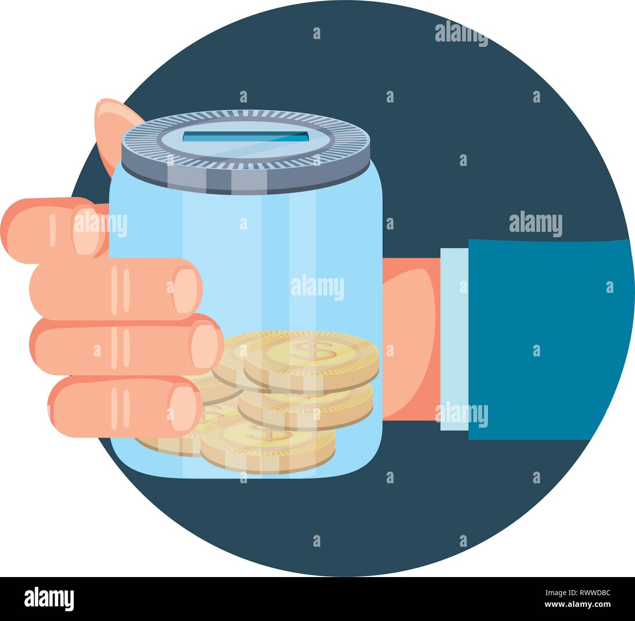 hand and saving jar with money coins vector illustration design Stock ...