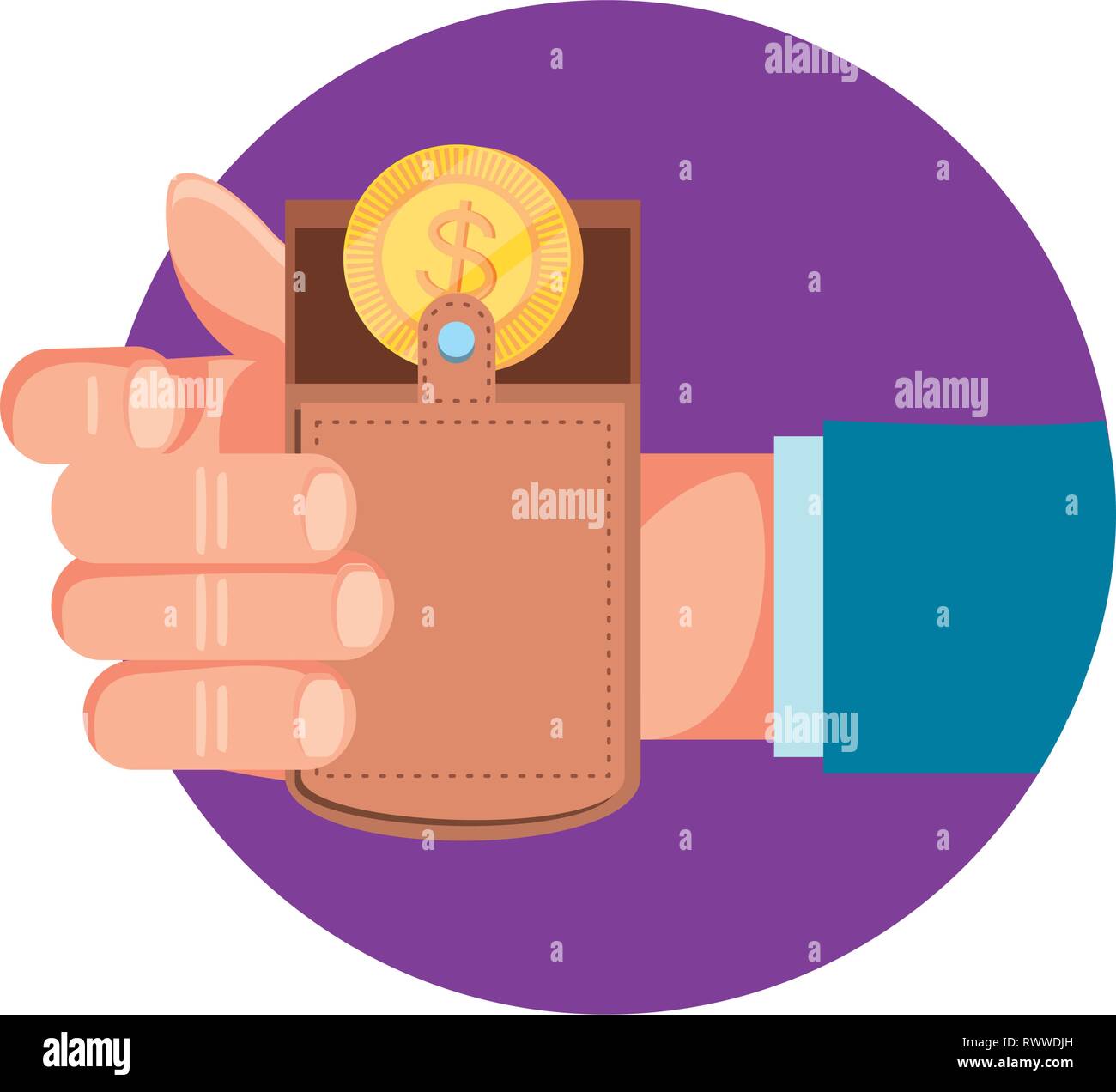 hand with wallet money and coin vector illustration design Stock Vector ...