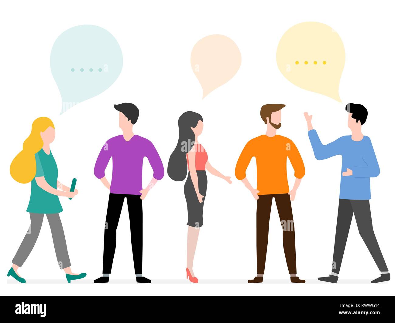 Vector Illustration With People Communicate With Each Other Business