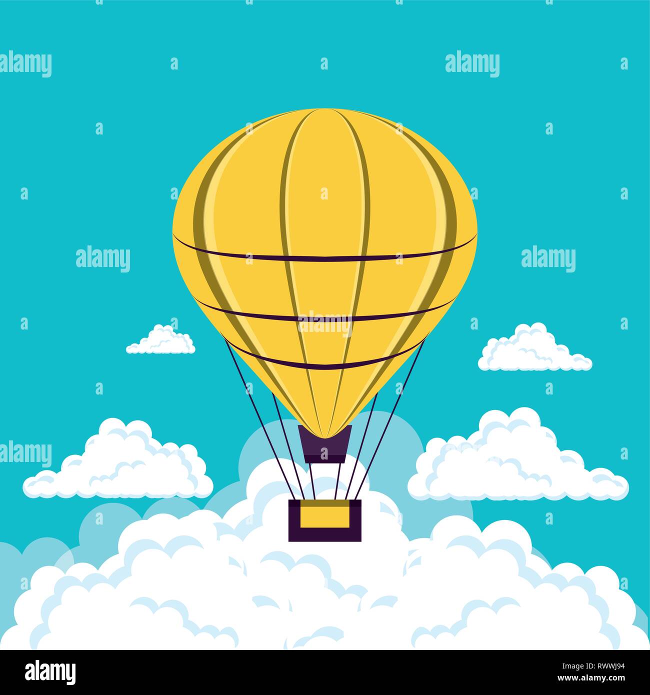 balloon air hot flying vector illustration design Stock Vector