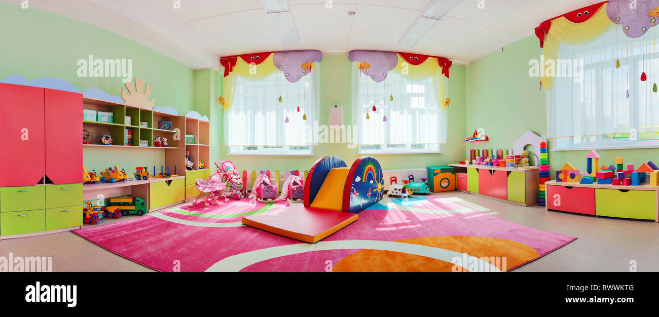 Panorama children's playroom. Stock Photo