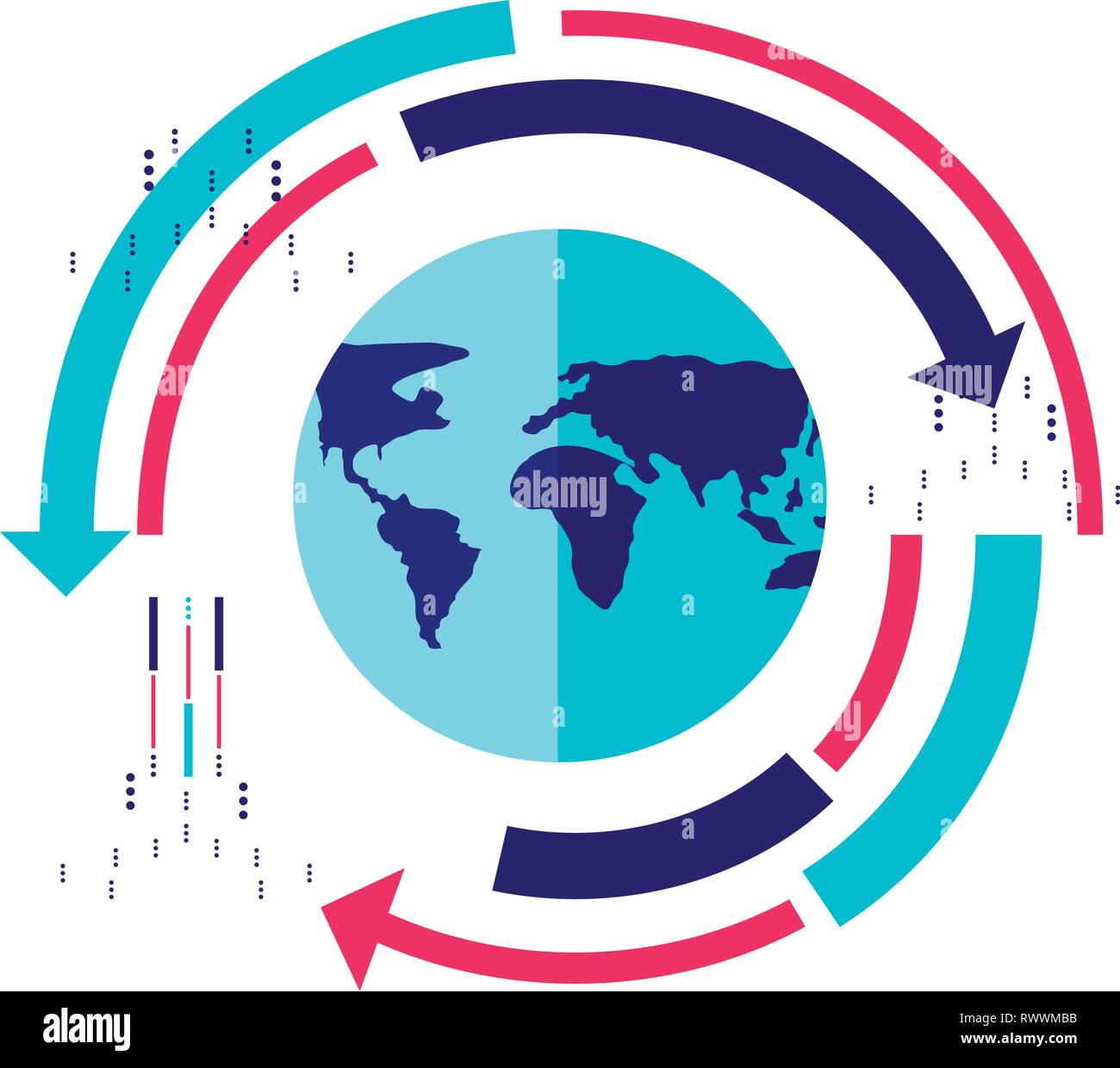 world planet earth with arrows vector illustration design Stock Vector ...