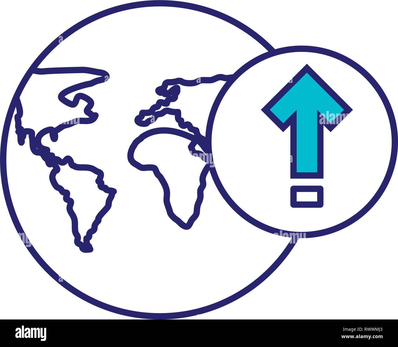 world planet earth with arrow up vector illustration design Stock ...