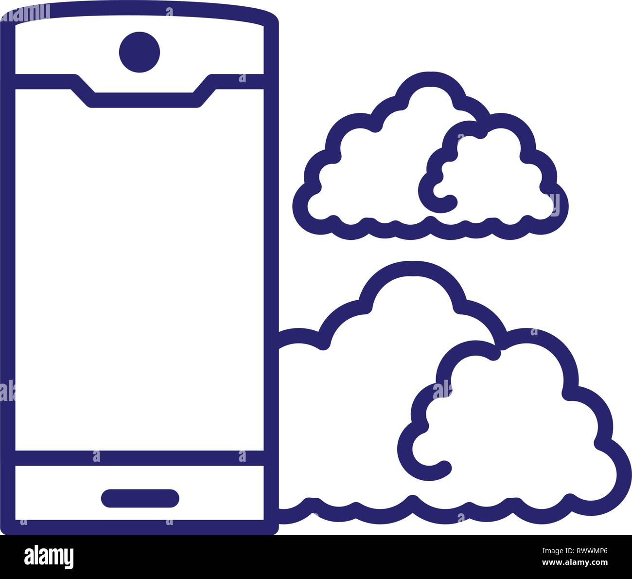 smartphone device with clouds computing vector illustration design ...