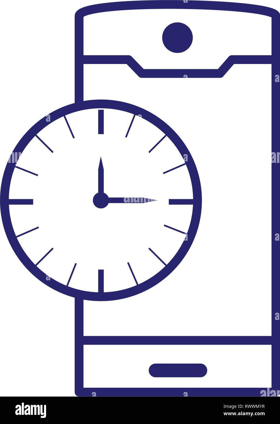 smartphone device with clock time vector illustration design Stock ...