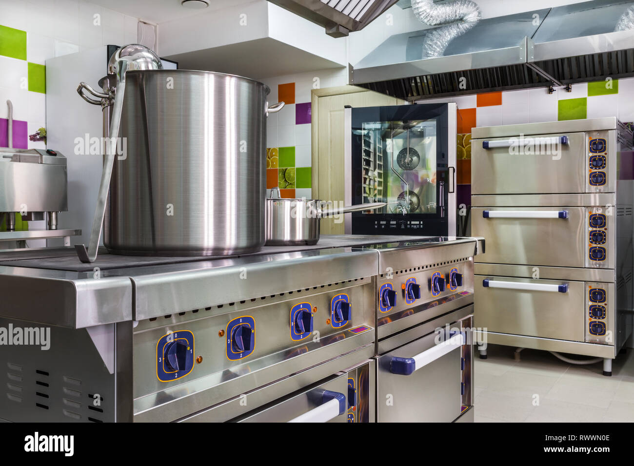 kitchen interior in kindergarten Stock Photo Alamy