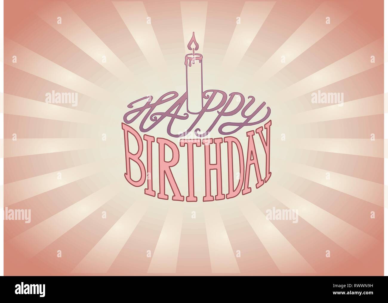 Happy Birthday Retro Card Cake Stock Vector