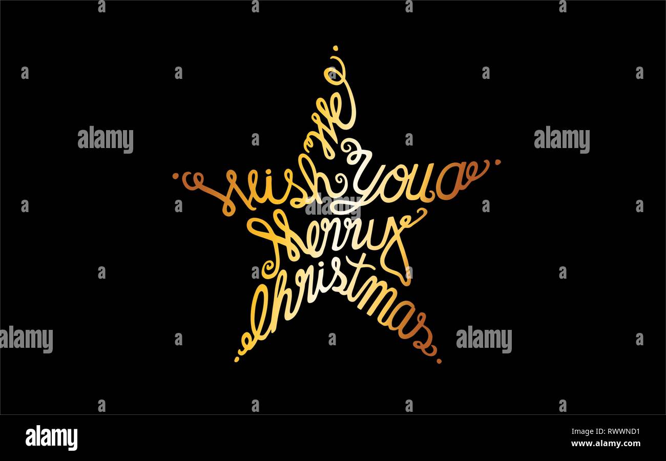 Merry Christmas Hand Lettering Star Stock Vector