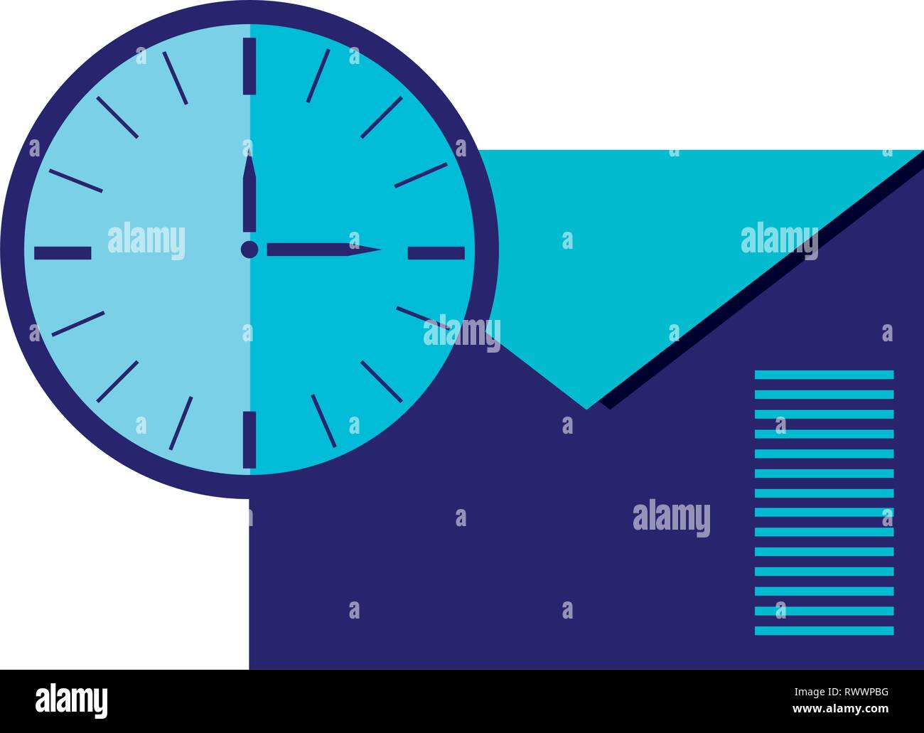 envelope mail with time clock isolated icon vector illustration design Stock Vector
