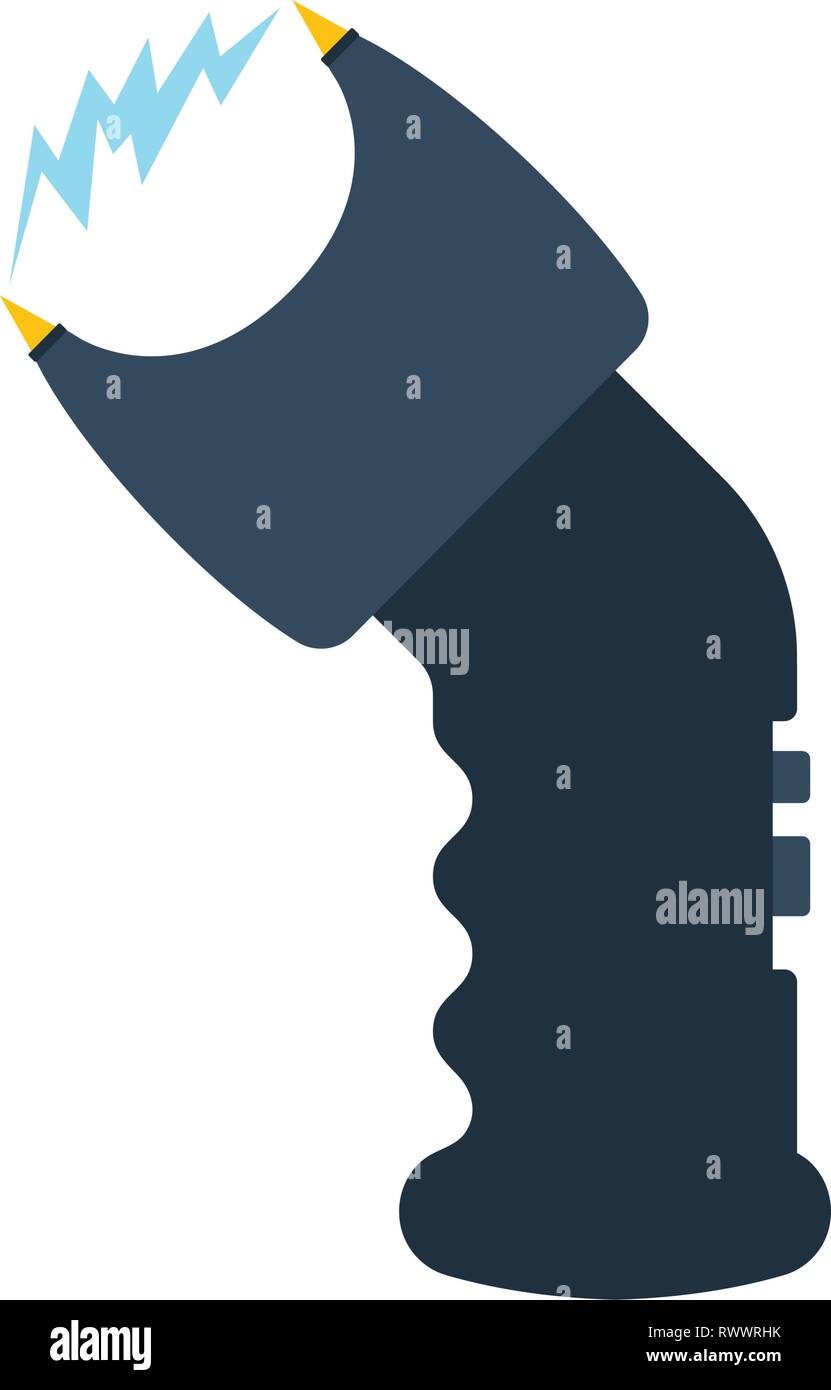 Police stun gun icon. Flat color design. Vector illustration Stock ...