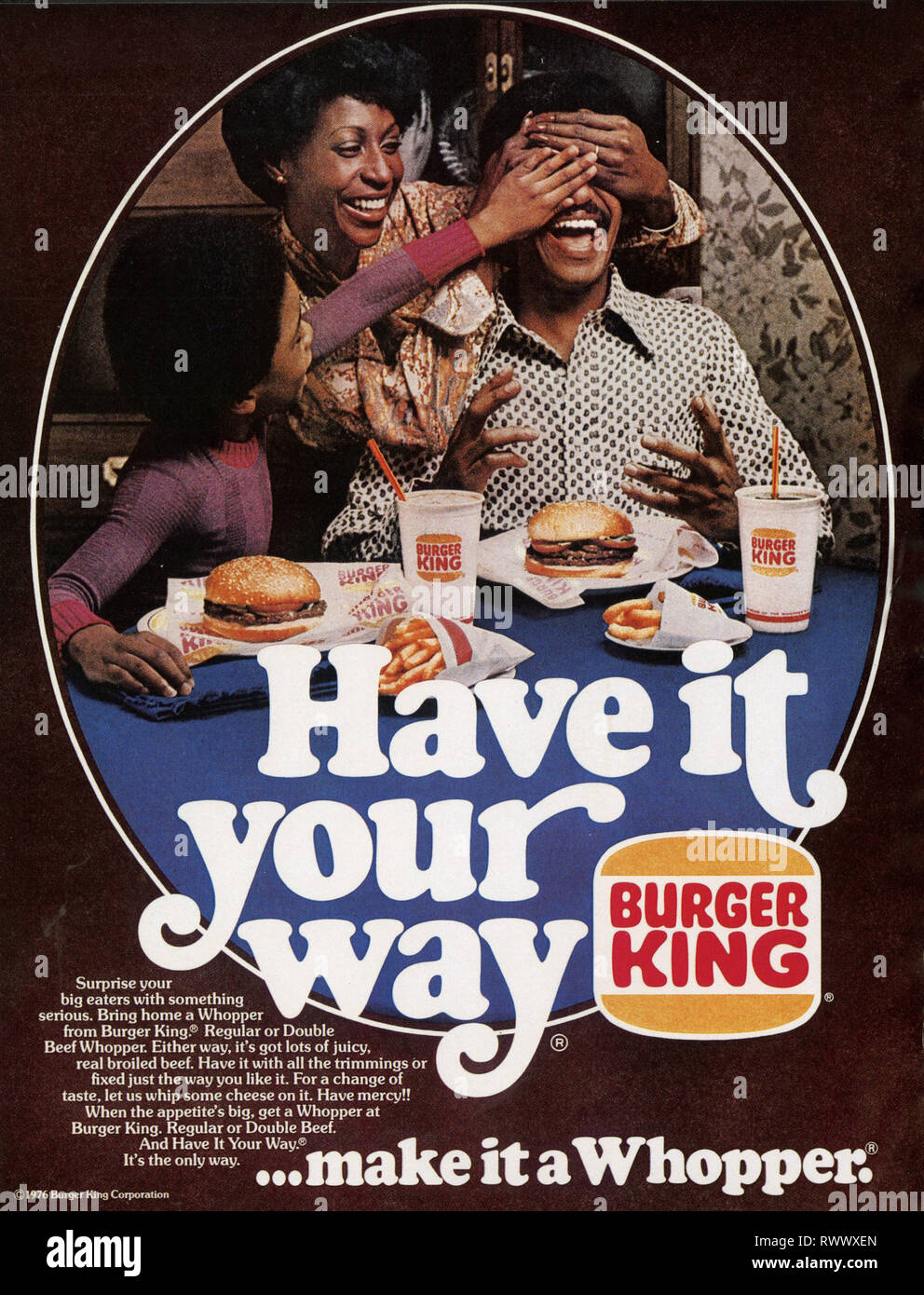 1970s USA Burger King Magazine Advert Stock Photo Alamy