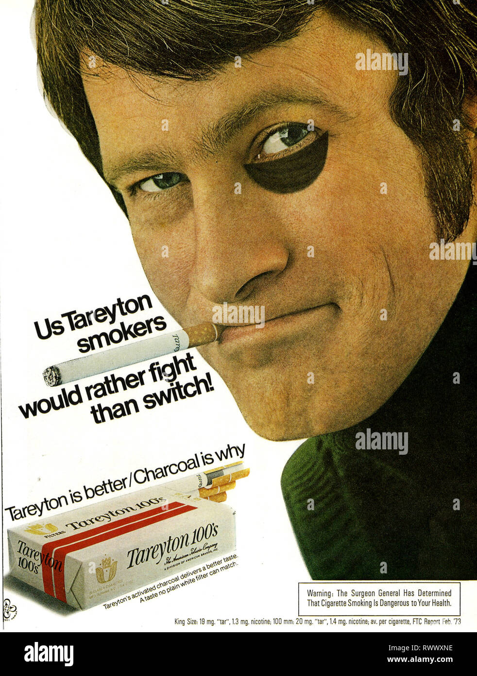 1970s USA Tareyton Magazine Advert Stock Photo