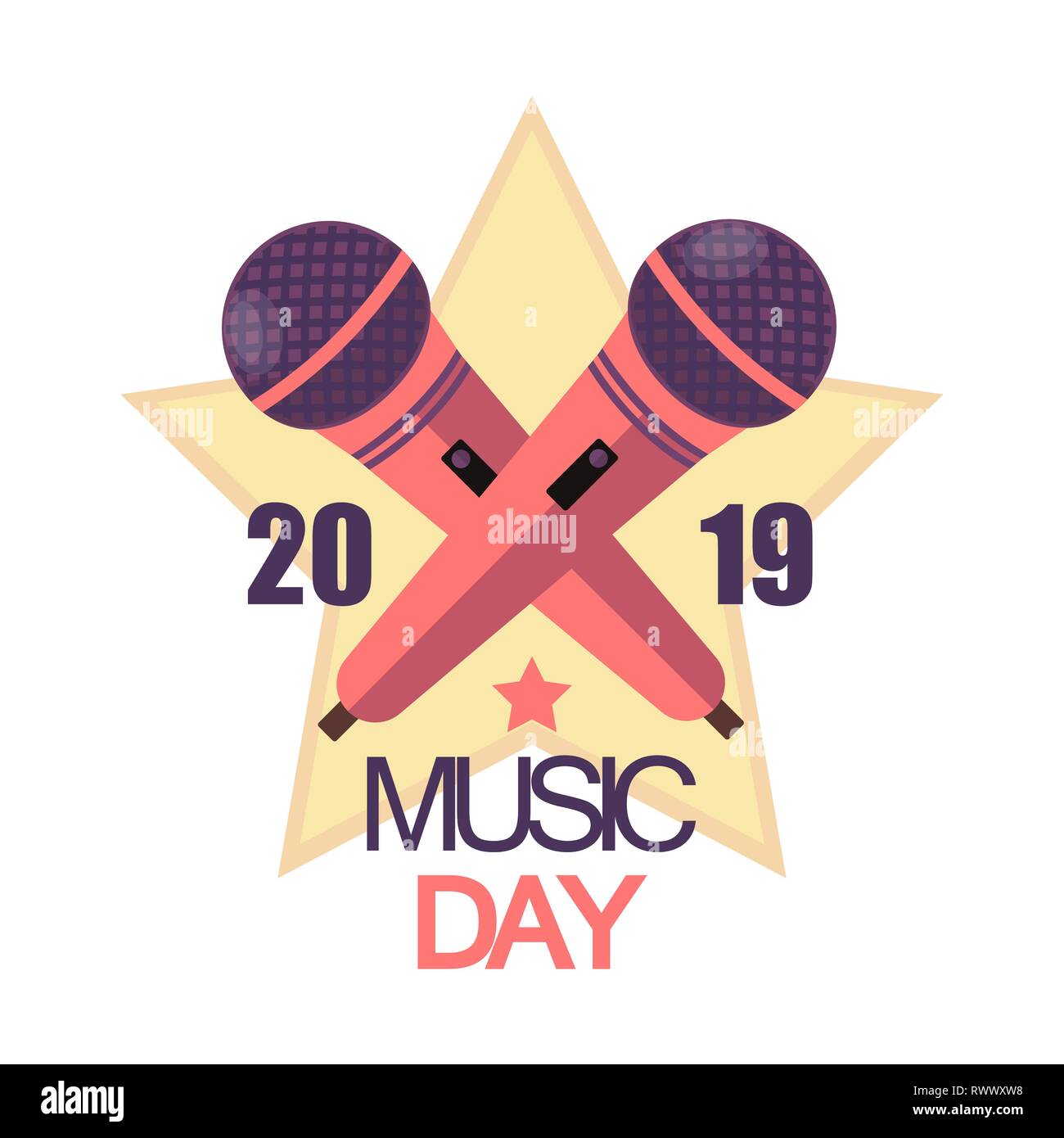 Dance party, dj logo design.World dj dy.World music day.Vector mic illustration Stock Vector