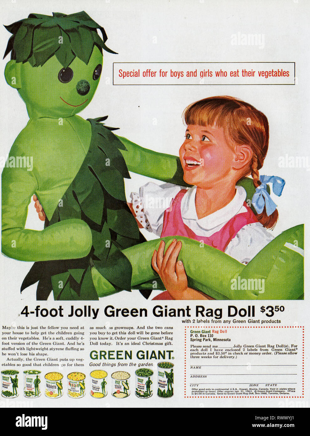 1960s USA Green Giant Magazine Advert Stock Photo
