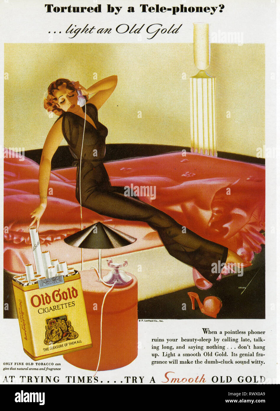 1930s USA Old Gold Magazine Advert Stock Photo
