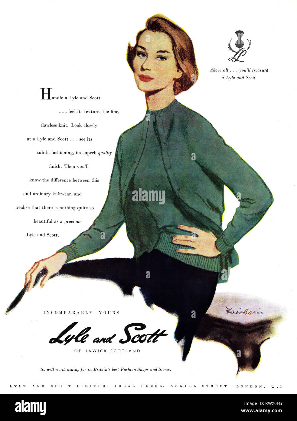 1950s UK Lyle & Scott Magazine Advert Stock Photo - Alamy