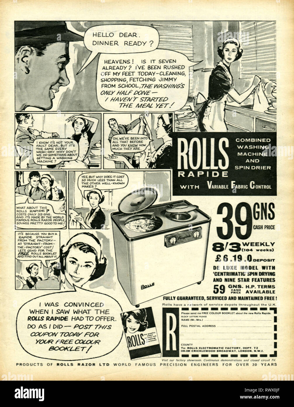 1960s UK Rolls Magazine Advert Stock Photo