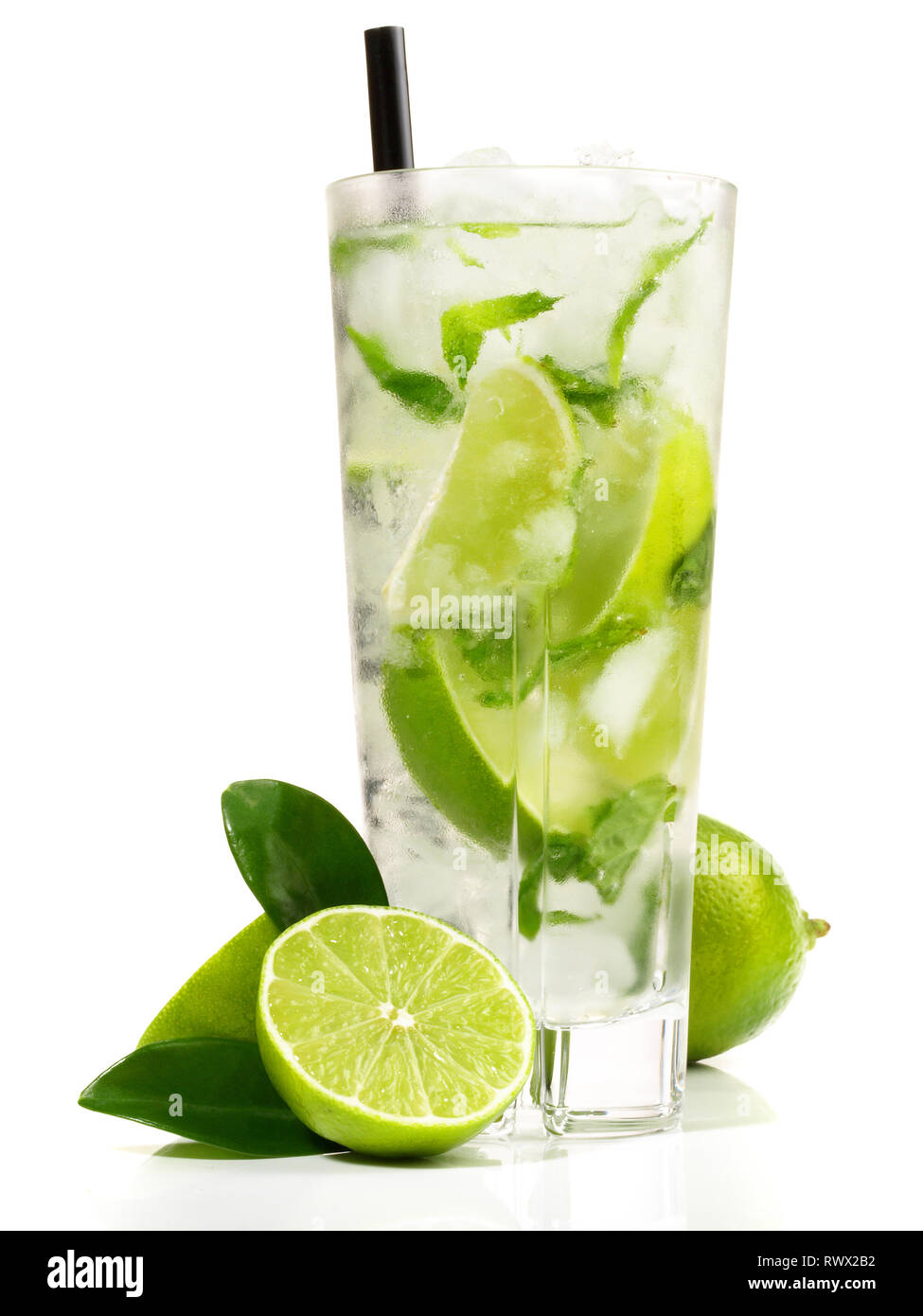 Mojito Cocktail On White Background Stock Photo Alamy