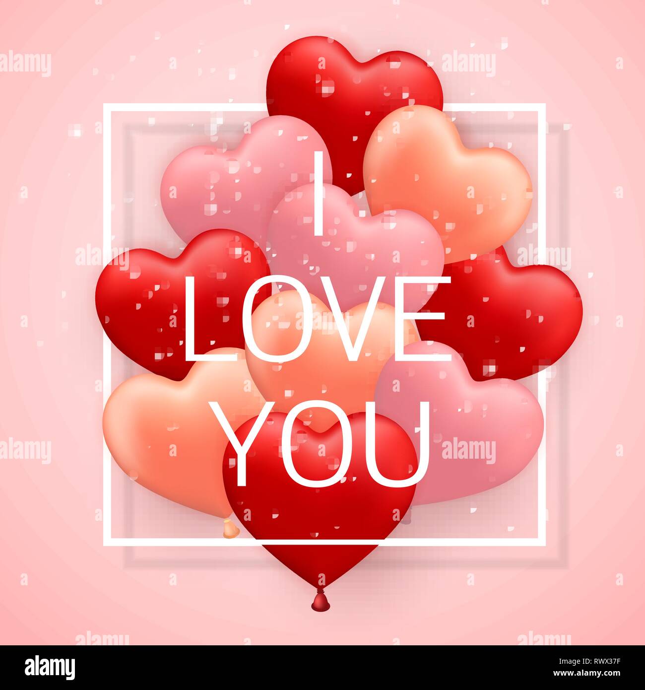 Happy Valentines Day I Love You Images I Love You, Happy Valentines Day, Red, Pink And Orange Balloon In Form Of  Heart With Ribbon Vector Image Stock Vector Image & Art - Alamy