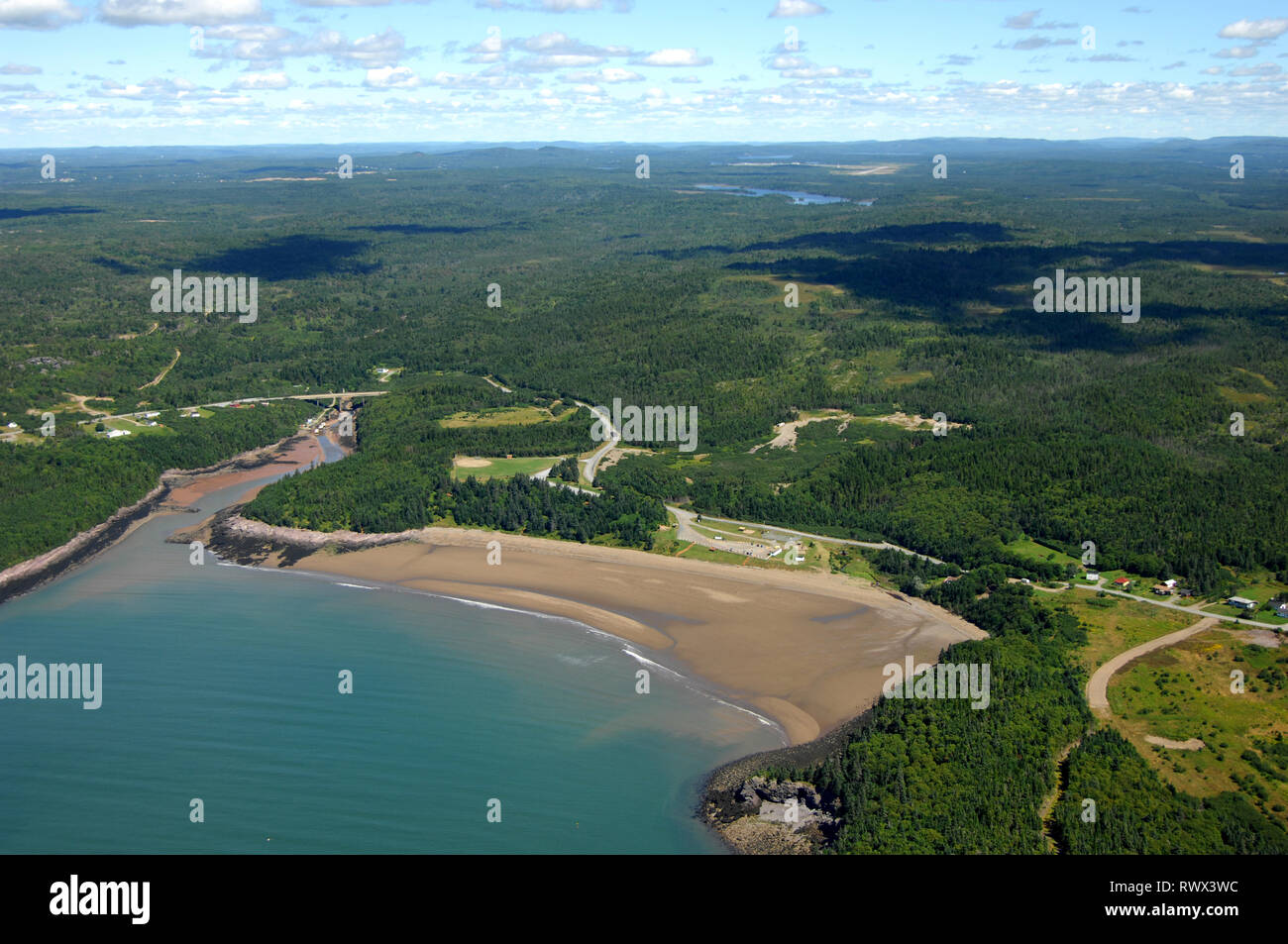 aerial, Mispec Beach, St John, New Brunswick Stock Photo Alamy