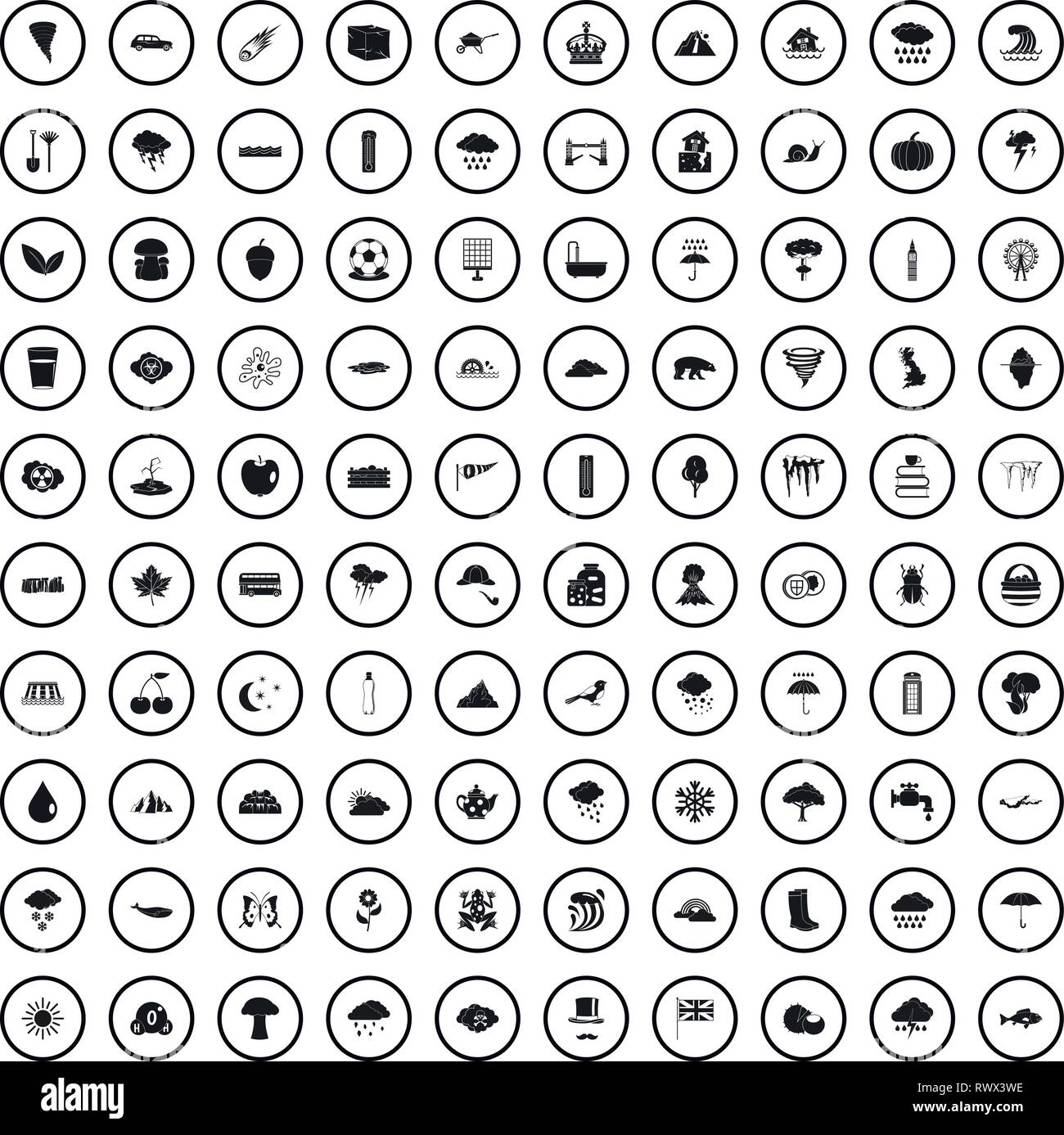 100 rain icons set, simple style Stock Vector Image & Art - Alamy