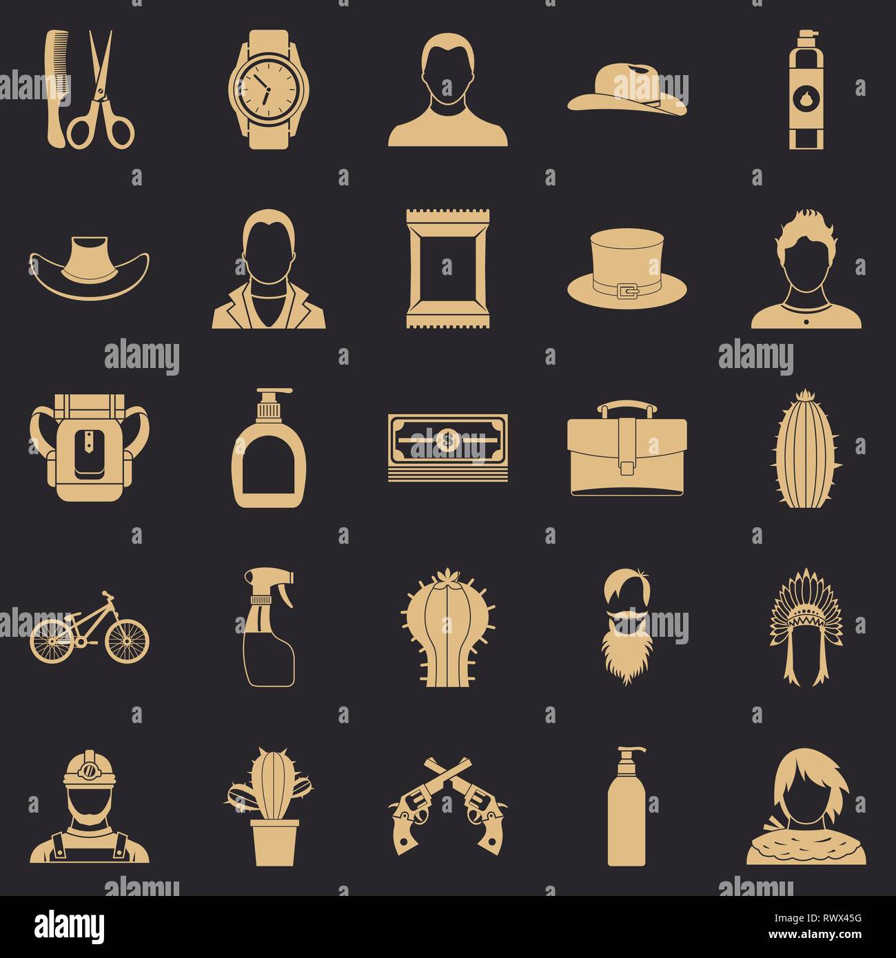 Wild west icons set, simple style Stock Vector Image & Art - Alamy