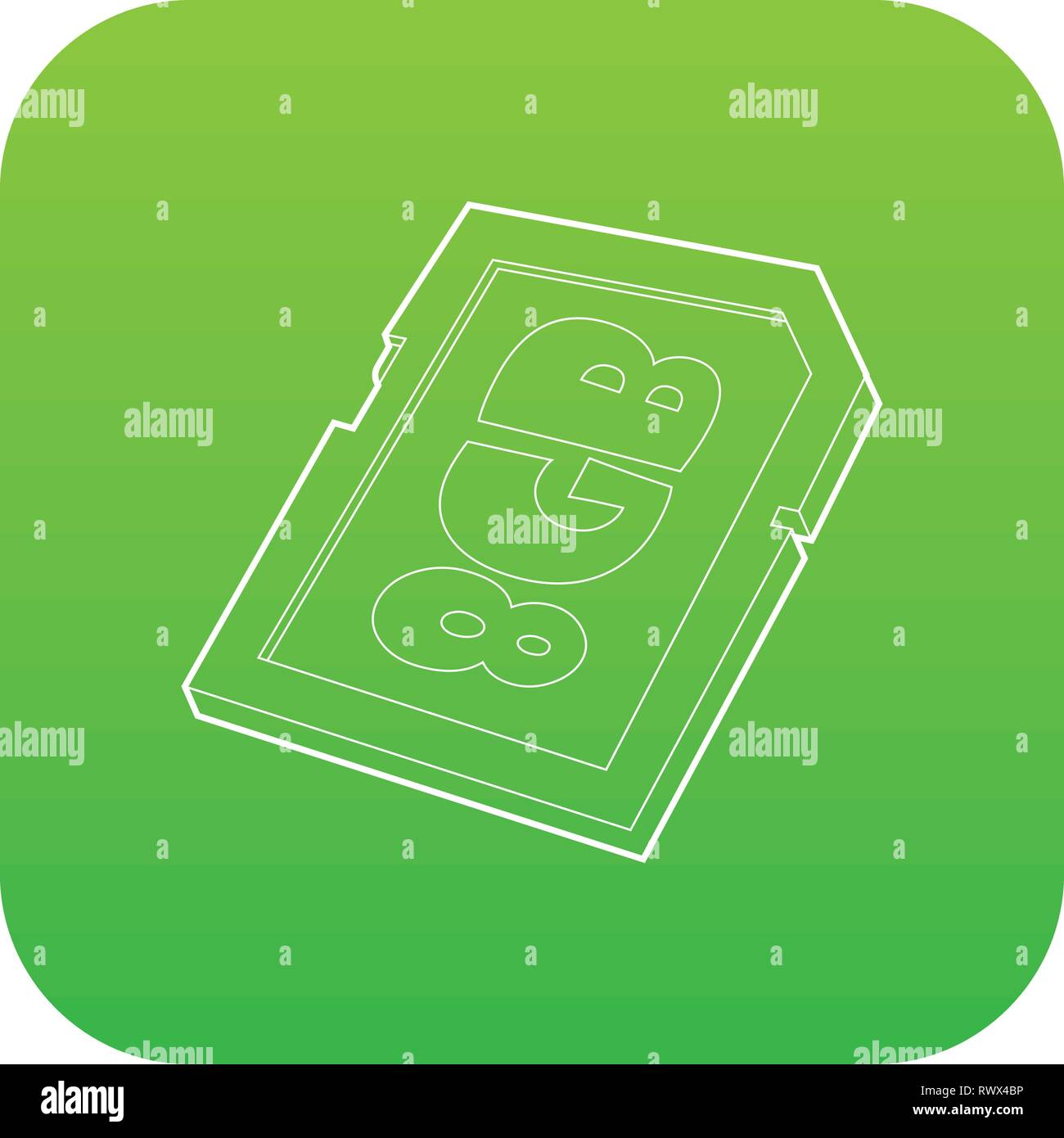 Memory card 8 gb icon green vector Stock Vector