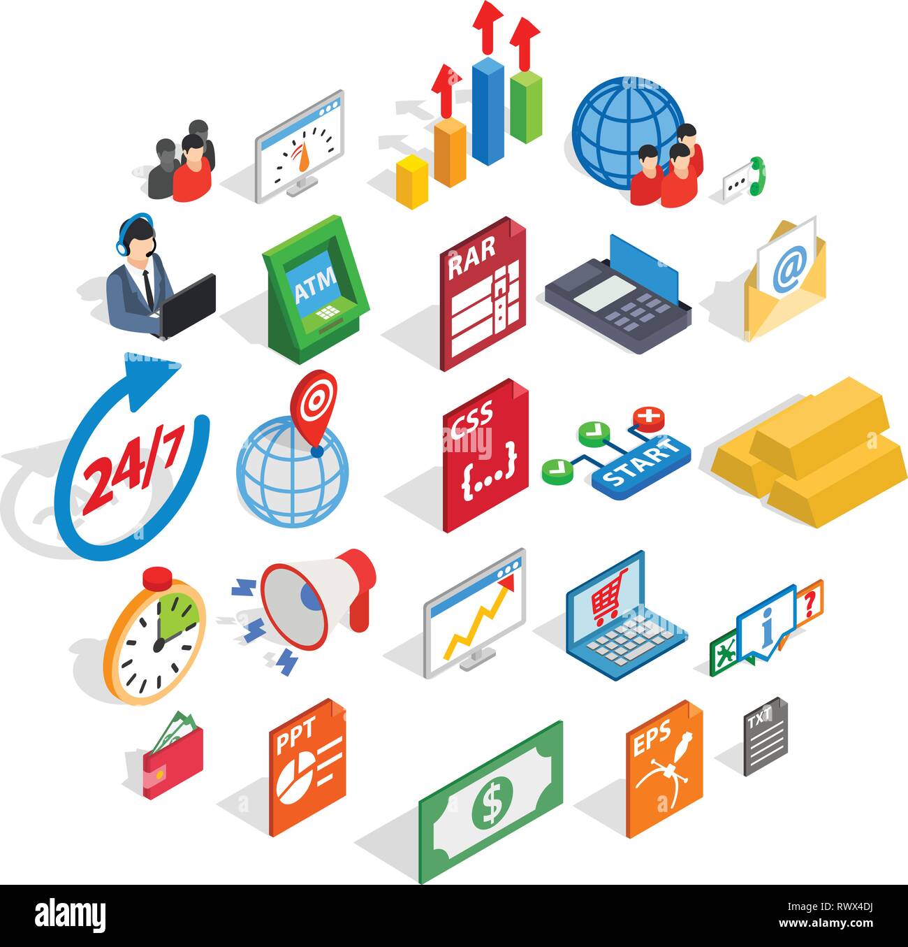 Lawyer icons set, isometric style Stock Vector