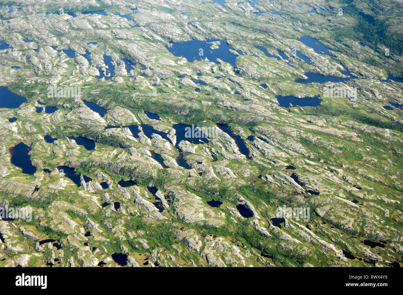aerial,why they call it 'The Rock', Roddickton, Newfoundland Stock
