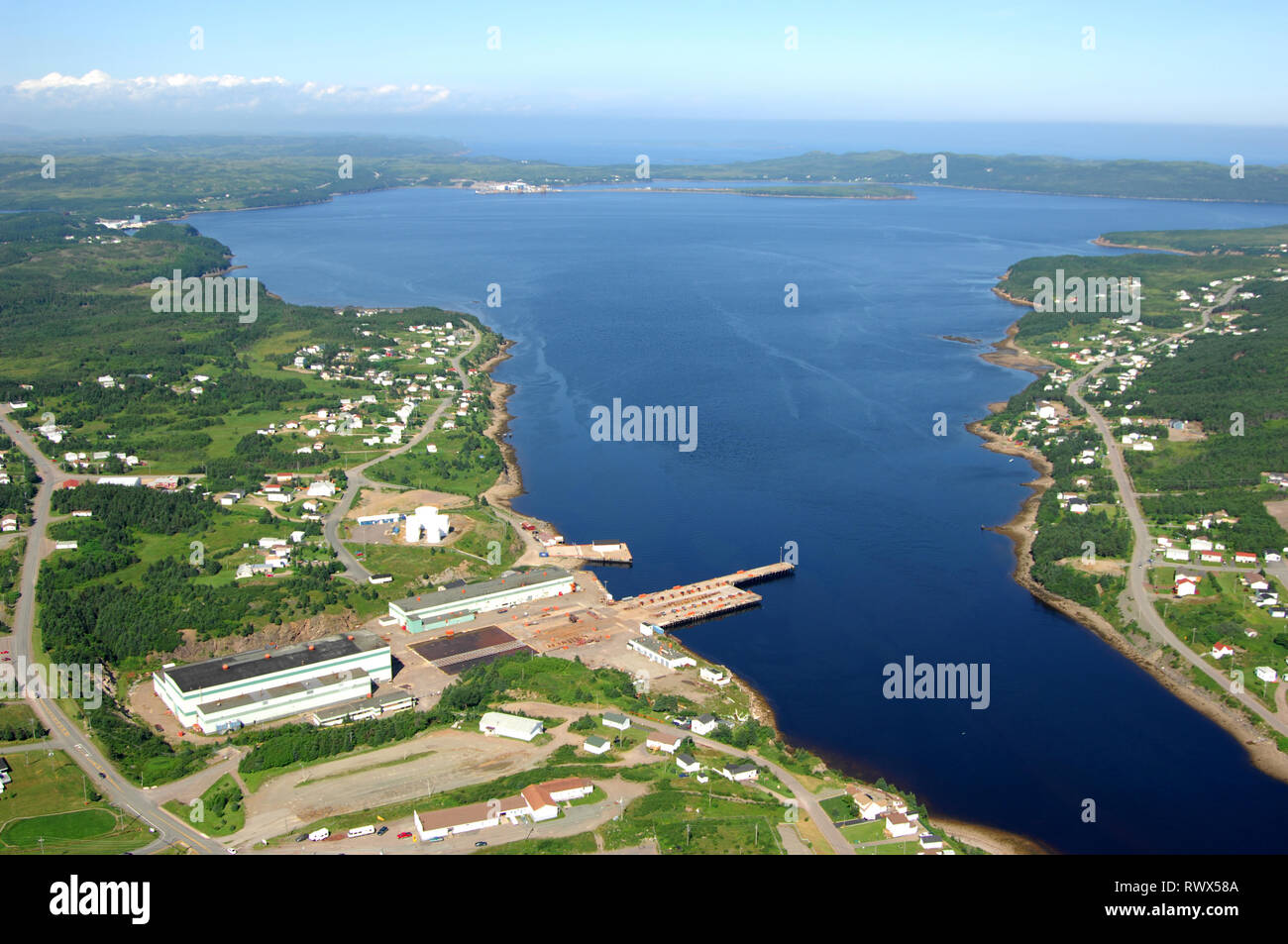 aerial, government wharf, Marystown, Newfoundland Stock Photo Alamy