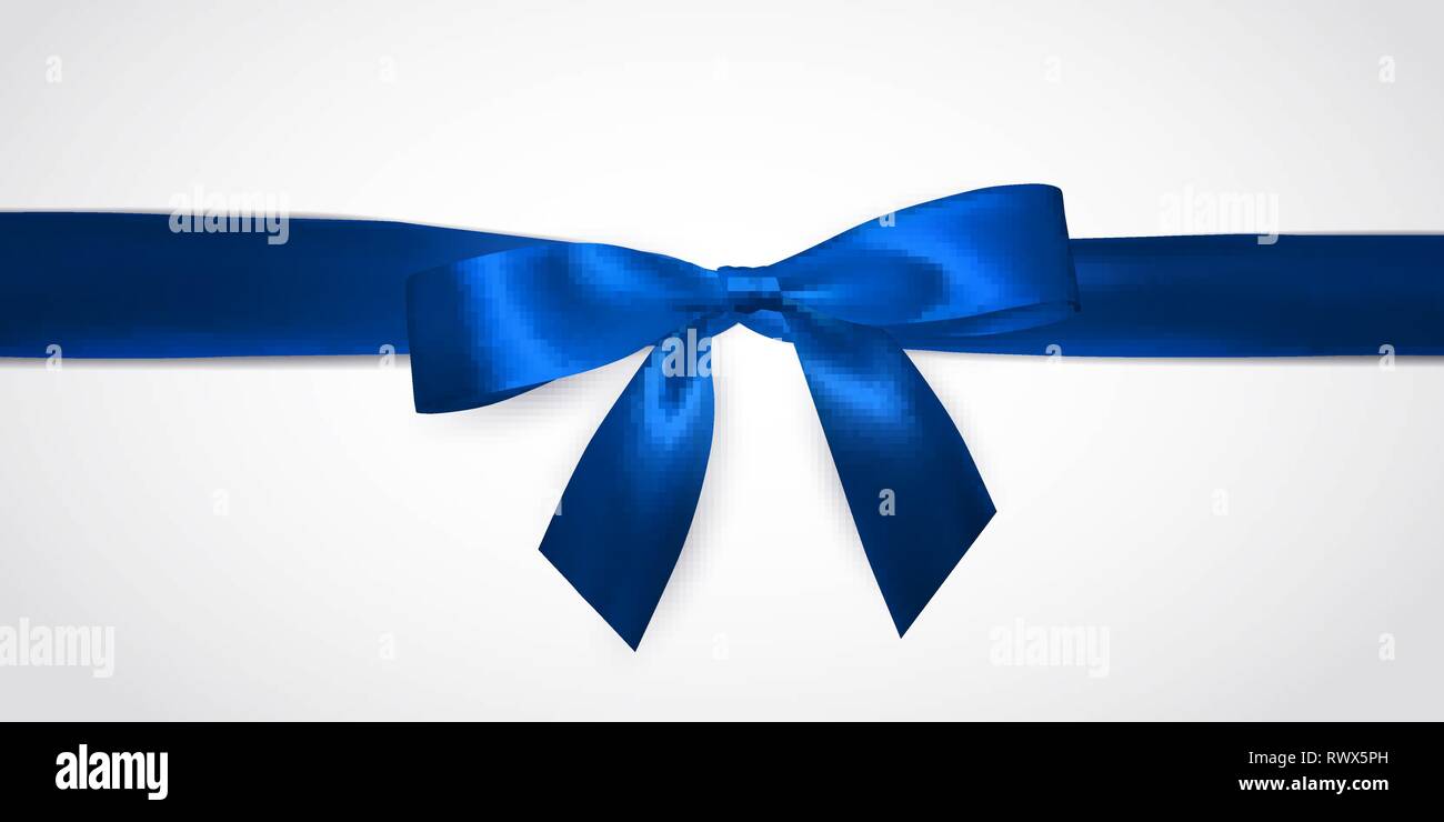 Realistic blue bow with horizontal ribbons Vector Image