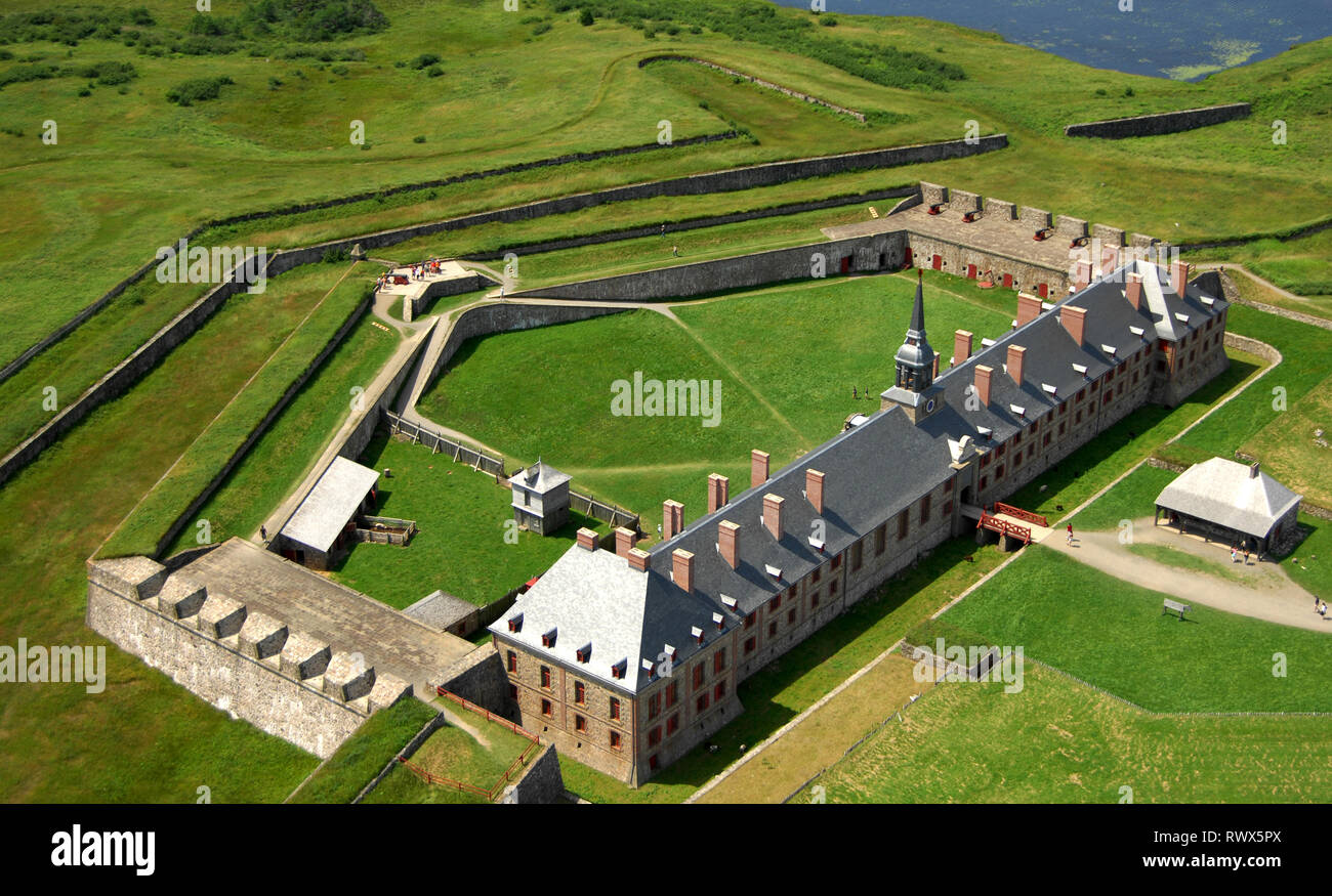 aerial, Fortress Louisbourg NHS, Louisbourg, Nova Scotia Stock Photo