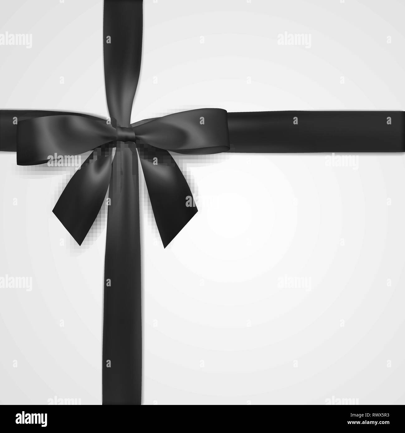 Realistic black bow with ribbon isolated on white. Element for ...