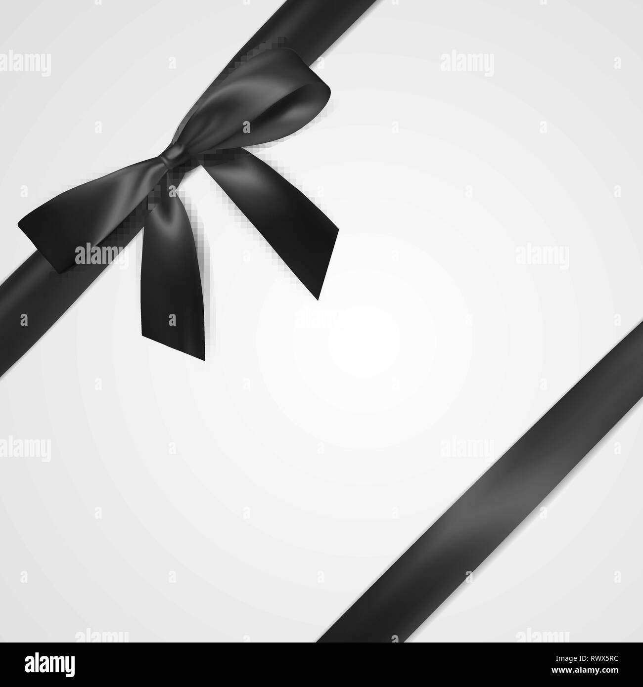 Realistic black bow with ribbon isolated on white. Element for ...