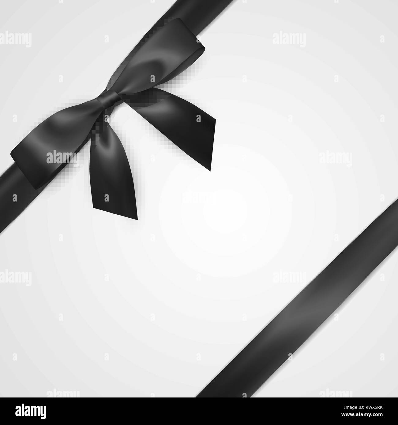 Realistic black bow with ribbon isolated on white. Element for ...
