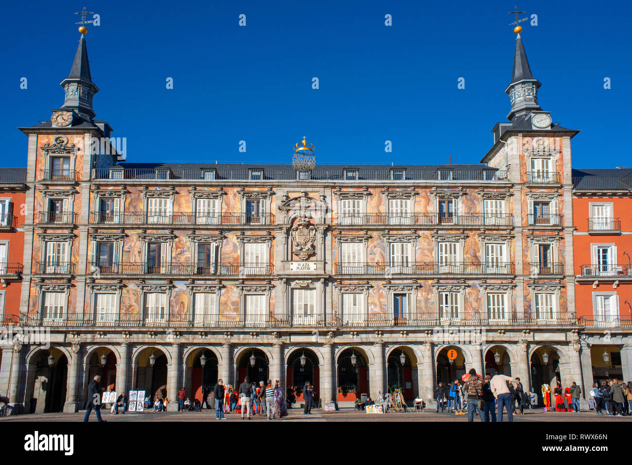 facade-of-casa-de-la-panaderia-on-plaza-mayor-madrid-spain-stock