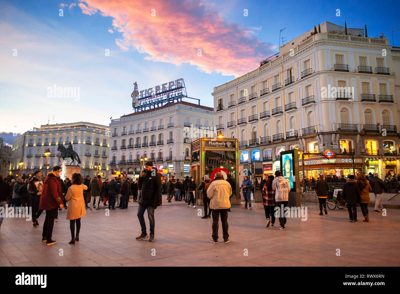 Puerta del Sol square in the city centre, Madrid, Spain Stock Photo