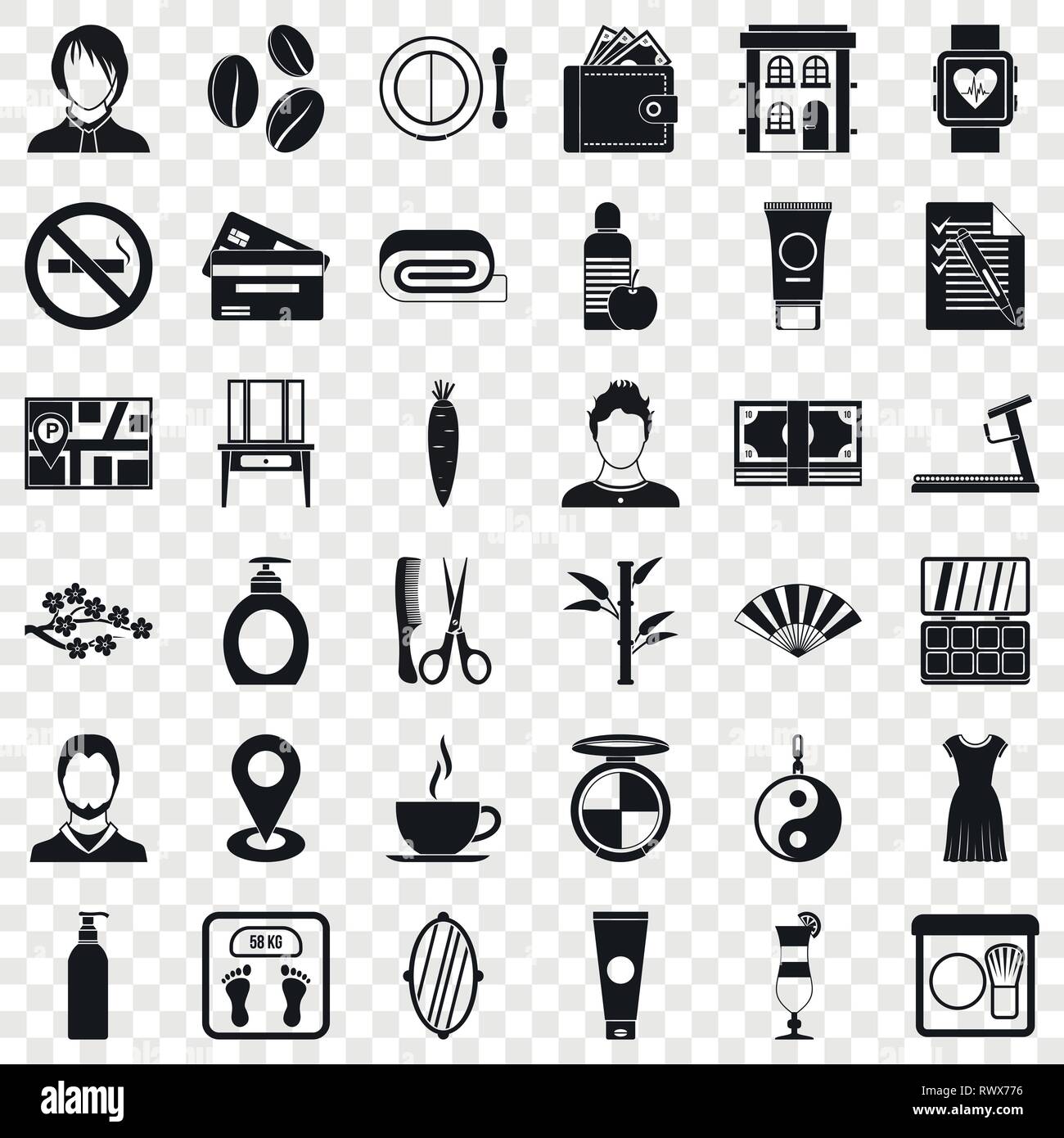 Hair tool icons set, simple style Stock Vector