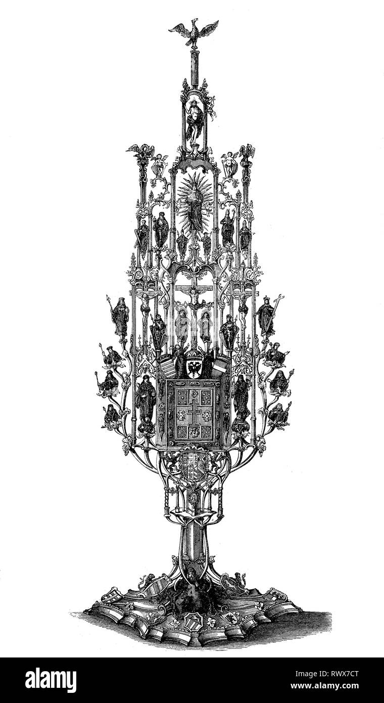 Ostensorium, Reliquie, Reliquiar aus Silber aus dem 15. Jahrhundert  /  ostensorium, reliquary, silver reliquary from the 15th century Stock Photo