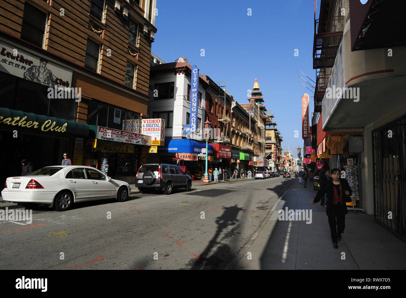Streets of Chinatown China Town San Francisco California USA American United States of America. Street scene in China Town, San Francisco Stock Photo