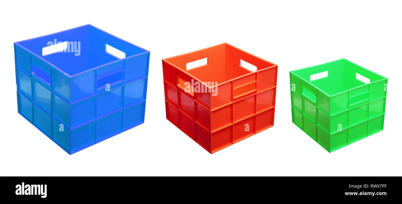 Storage Boxes on White Background Stock Photo
