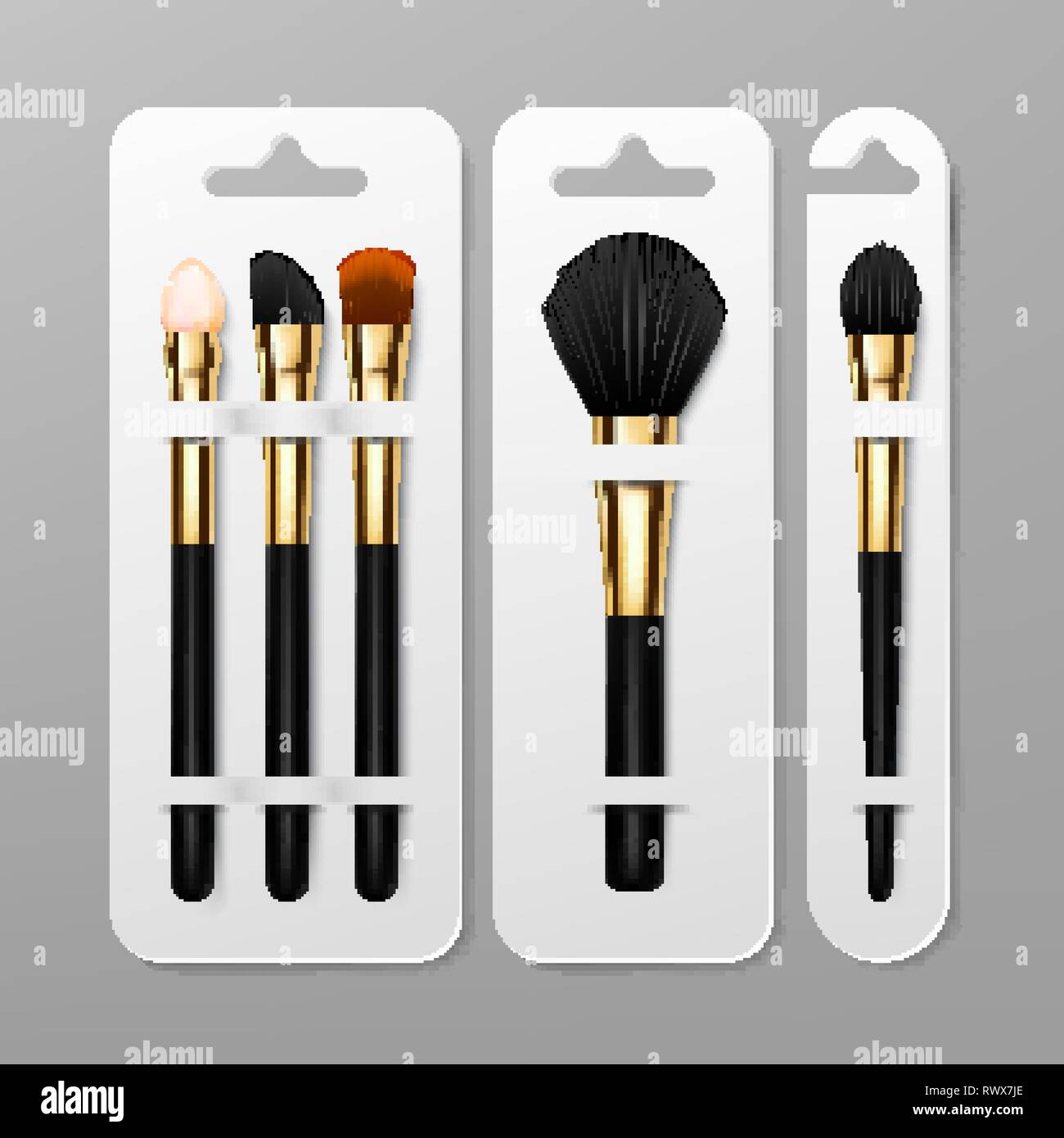 Makeup Brush Packaging Design Vector. Beauty Tools. Cosmetic Background